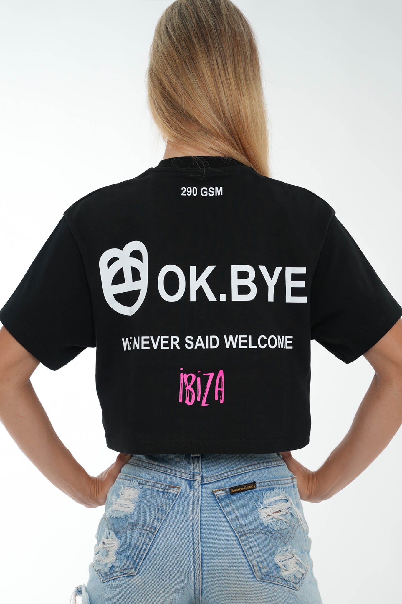OK.BYE Women Cropped T-Shirt – Streetstyle| Ibiza Vibes | 250GSM Oversized Crop Top